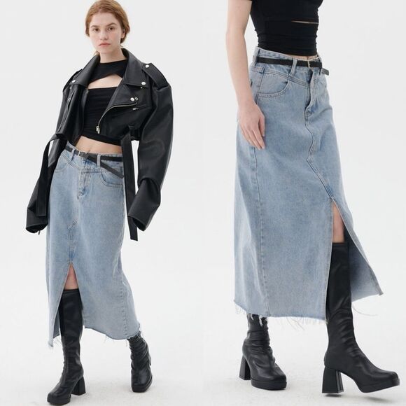 Storets Peyton Midi Blue Denim Skirt Size XS - Picture 1 of 13